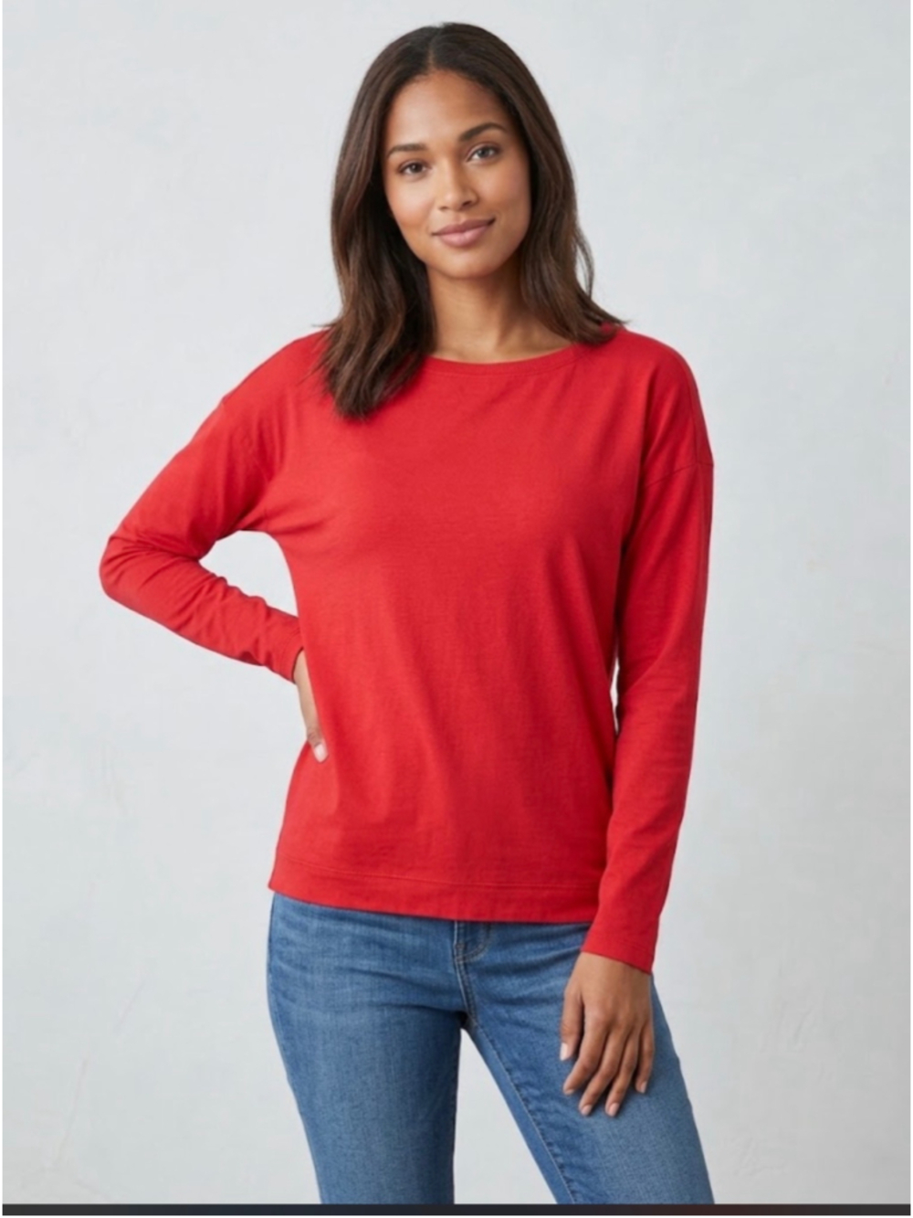 Women's Spanx Supernaturals Flow Long Sleeve Top Red Size S